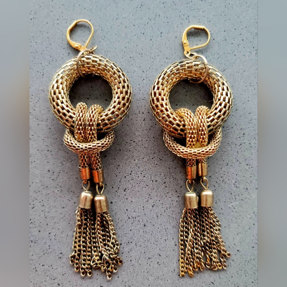 Vintage Gold Fringe Rope Style Earrings